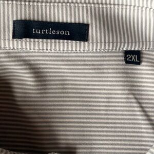 Turtleson Carter Stripe Long Sleeve Performance Polo Gray White, XXL